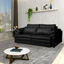 Ver imagem 1 de Sofá Decorativo Piece Bipartido Retrátil Sala de Estar 250cm Couro Preto G58 - Gran Belo