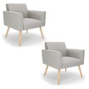 Ver imagem 1 de Kit 2 Poltronas Viena Gomada Veludo Pés Palito Natural - D’RossiCinza