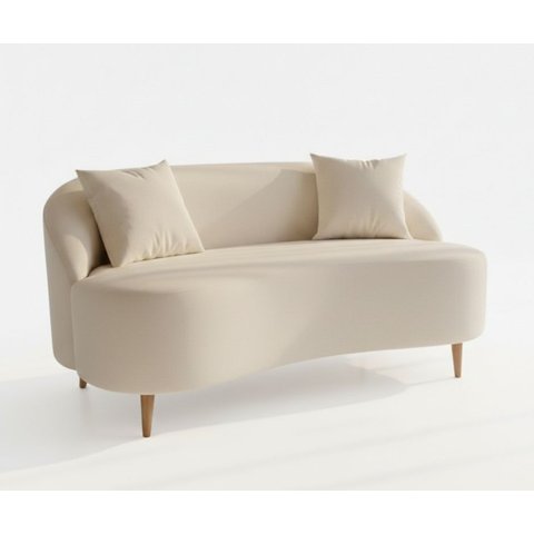 Sofá Anatômico Feijão Curvo Decorativo para Sala ou Escritório-boucle Bege