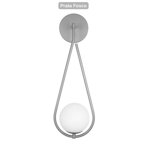 Arandela Luminária Gota Globo 12 Cm Moderno Prata Fosco Bf Decor Arandela Gota Globo 12
