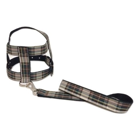 Kit Guia com Peitoral 40mm Xadrez Preto Tamanho 9 (63 Cm a 84 Cm)