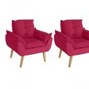 Ver imagem 2 de Kit 02 Poltrona/cadeira Decorativa Glamour Opala com Pés Quadrado Vermelho