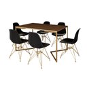 Ver imagem 2 de Mesa Jantar Industrial Retangular 137x90cm Amêndoa Base V com 6 Cadeiras Eames Eiffel Pretas Base Do