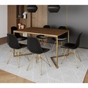 Ver imagem 1 de Mesa Jantar Industrial Retangular 137x90cm Amêndoa Base V com 6 Cadeiras Eames Eiffel Pretas Base Do