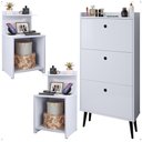 Ver imagem 1 de Kit Quarto 2 Mesas Cabeceira Nicho Prateleira Sapateira Vertical Organizadora 18 Pares Calçados-rpm