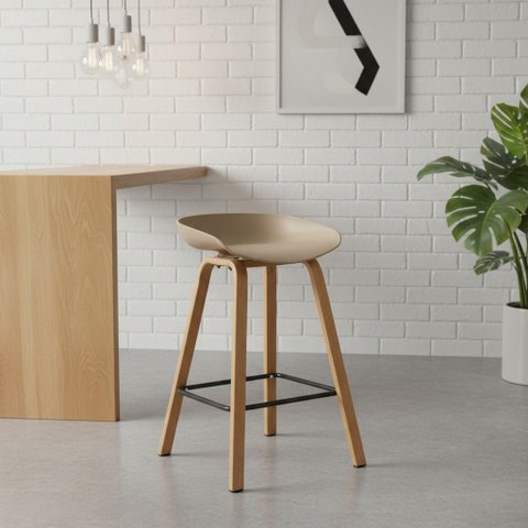 Banqueta Minimalista Alta com Base de Aço Toledo Fratini