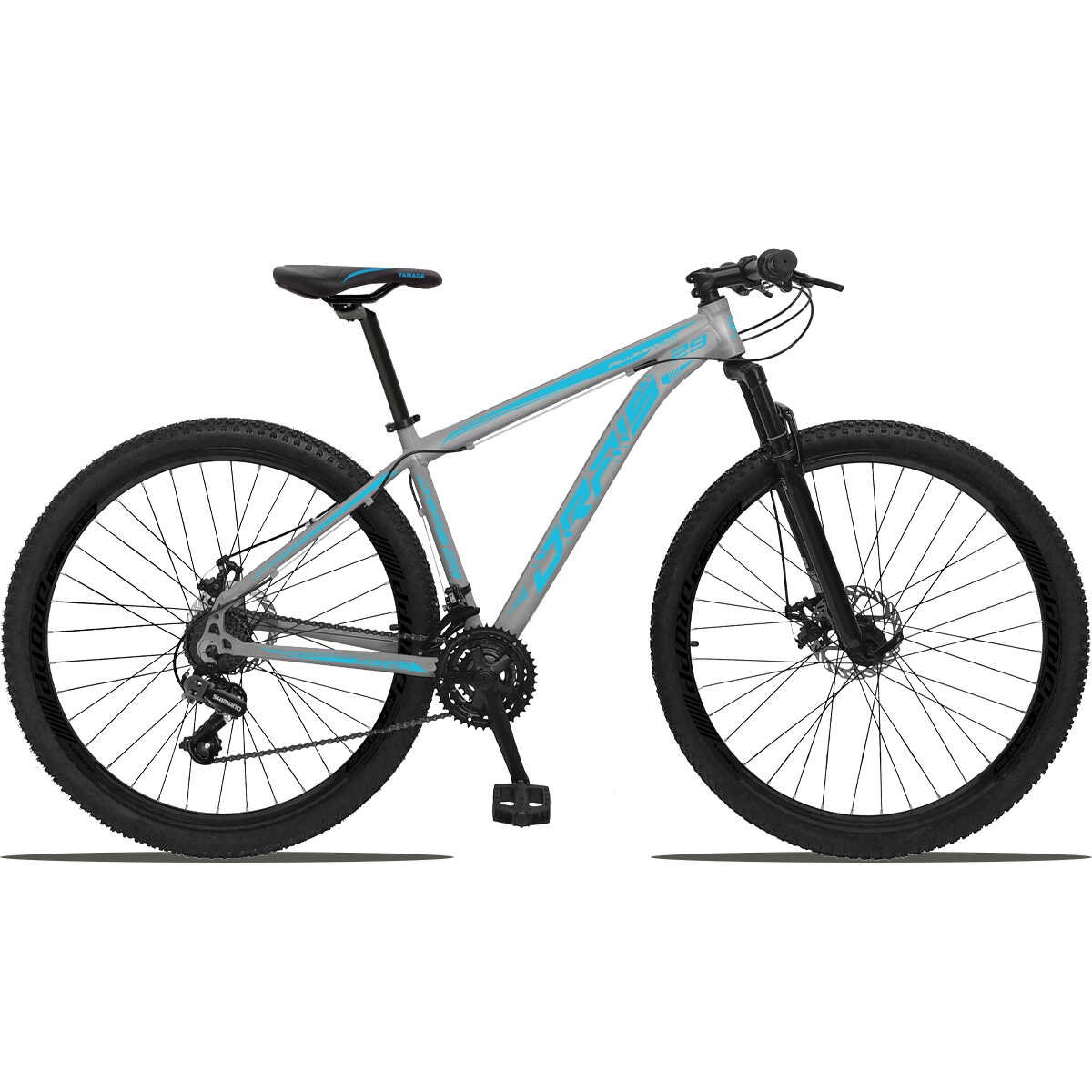 Bicicleta 29 Drais Color 24V Aro 29 Câmbios Shimano Freio a Disco MTB Aluminio - Cinza+Azul - 21 - 1