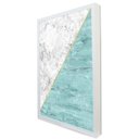 Ver imagem 1 de Quadro Decorativo Caixa Geométrico Mármore Azul e Branco Tacolado Moldura Caixa Alta 4,5cm Preta sem