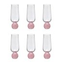 Ver imagem 1 de Kit 06 Taças Champanhe de Vidro Base Esfera Rosa 260ml 17cm 17159-Pl