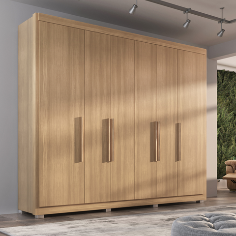 Guarda-Roupa Casal Valencia 6 Portas 6 Gavetas com Pés