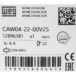 Mini Contator Az Caw042200V25 6A 220Vac 2Na+2Nf Azul Weg - 5