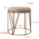 Ver imagem 3 de Puff Decorativo Aramado Bronze Zaya L02 Suede Bege - Lyam Decor
