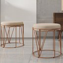 Ver imagem 2 de Puff Decorativo Aramado Bronze Zaya L02 Suede Bege - Lyam Decor