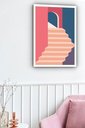 Ver imagem 2 de Quadro Decorativo Abstrato Escada Bege Azul Rosa - 70x50cm:moldura Branca