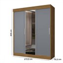 Ver imagem 4 de Guarda-roupa Casal Paris 3 Portas 2 Gavetas com Espelho Flex Nature/cinza - J&a Móveis