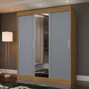 Ver imagem 1 de Guarda-roupa Casal Paris 3 Portas 2 Gavetas com Espelho Flex Nature/cinza - J&a Móveis