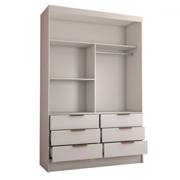 Guarda-roupa Infantil Cameron 2 Portas de Correr 6 Gavetas com Espelho Branco - Panorama Móveis - 5