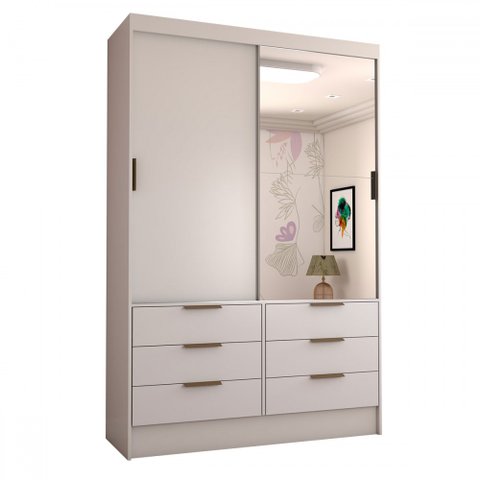 Guarda-Roupa Infantil Cameron 2 Portas de Correr 6 Gavetas com Espelho - Panorama Móveis