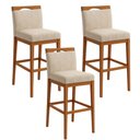 Ver imagem 2 de Kit 3 Banquetas Alta Cozinha Gourmet Conforto Suede:Suede Bege