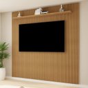 Ver imagem 3 de Painel Home Suspenso Frisado Curitba Tv até 75° 224 Cm - Valdemóveis:cinamomo / Off White