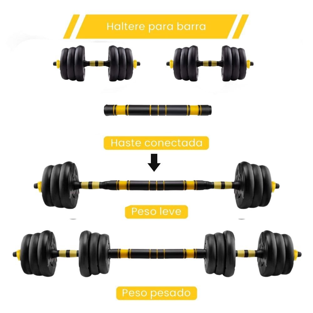 Kit Musculação 3 em 1 Bonafit Amarelo e Preto 20kg - 3