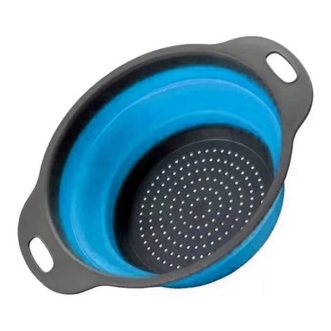 Escorredor Silicone Retrátil Utensílio Cozinha Macarrão Arroz Salada Frutas Legumes: Azul