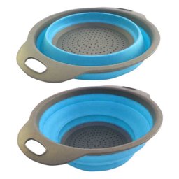 Escorredor Silicone Retrátil Utensílio Cozinha Macarrão Arroz Salada Frutas Legumes: Azul - 3