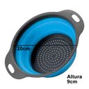 Ver imagem 4 de Escorredor Silicone Retrátil Utensílio Cozinha Macarrão Arroz Salada Frutas Legumes: Azul