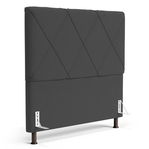 Cabeceira Cama Box Casal Mel 140cm com Frame Suede Cinza - Desk Design