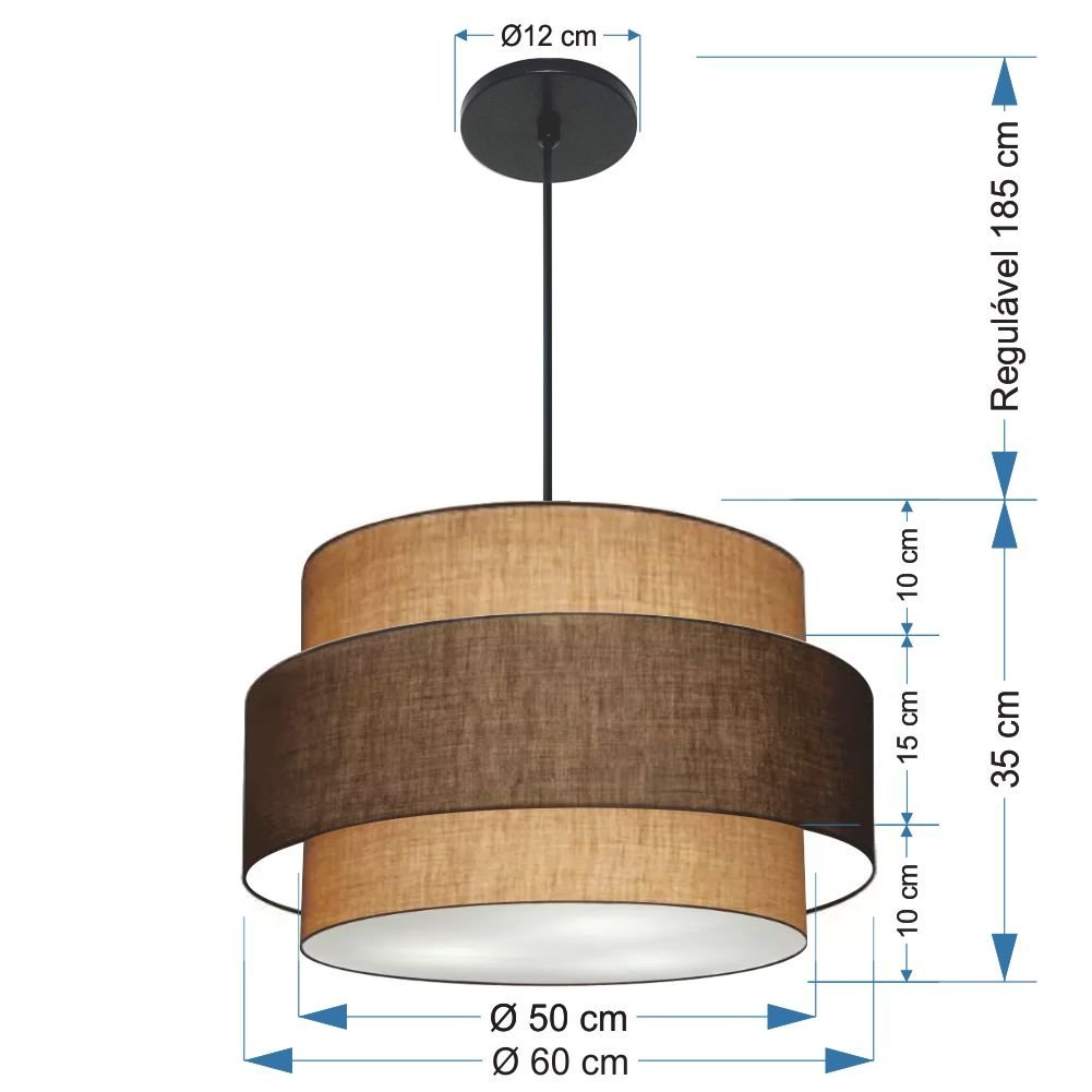 Lustre para Sala de Jantar Vivare Md-4396 Cúpula em Tecido 60cm Lustres Vivare Lustres com Desvio de - 2