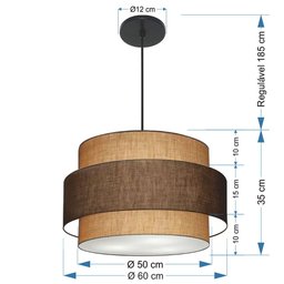 Lustre para Sala de Jantar Vivare Md-4396 Cúpula em Tecido 60cm Lustres Vivare Lustres com Desvio de - 2
