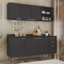 Ver imagem 2 de Armário de Cozinha com Tampo Cp10 180cm Pérola Preto Z34 - Mpozenato