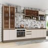 Cozinha Completa 7 Peças Évelin Duna/Cristal com Cristaleira e Rodapé - Móveis Henn - 2