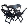 Conjunto Restaurante de Mesa Dobravel de Madeira 70x70 com 4 Cadeiras Preto - 1