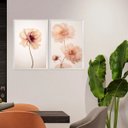 Ver imagem 2 de Kit 2 Quadros Flores Tons Pêssego 24x18cm - com Vidro:moldura Branca