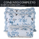 Ver imagem 4 de Cobre Leito Queen Size 100 Algodão Arielle 300 Fios Bordado:azul