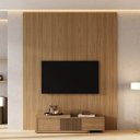 Ver imagem 1 de Rack Extensível Ripado com Painel TV 75 Polegadas 200x250cm Aruá CabeCasa MadeiraOriginals Marrom