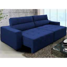Sofá Top Lubeck Plus 2 metros 3 Lugares Reclinável e Retrátil Suede Azul - Sofá na Web - 5