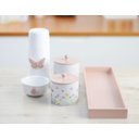 Ver imagem 2 de Kit Higiene Porcelana Maternidade Bebê Borboletas Rosê K174 Quarto Infantil Potes Algodão Cotonete