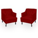 Ver imagem 1 de Kit 2 Poltronas para Sala de Estar Clássica Confortável e Reforçada Suede Elizabeth