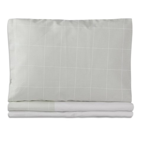 Jogo de Lençol Mini Cama 3 Peças 100% Algodão Montessoriano Moderninhos:grid Cinza