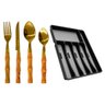 Faqueiro Inox Bambu Dourado Tropical com Porta Talheres 32cm 25 peças - Casambiente - 1