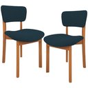Ver imagem 3 de Kit 02 Cadeiras para Sala de Jantar Cozinha Living Estofada Dara L02 Suede Azul Marinho - Lyam Decor