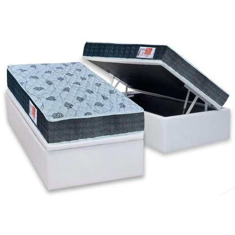 Cama Box Baú Solteiro: Colchão Espuma Orthoflex D45 Comfortpedic Line + Base CRC Courano White(88x18