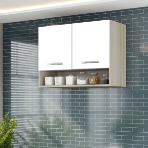 Armario Aereo Cozinha 2 Portas 0,80 Cm com Nicho Alice Hr Móveis