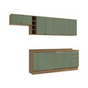 Ver imagem 3 de Armário de Cozinha Completa 3 Gavetas 100% Mdf 300cm Nogueira/verde Celeste Kappesberg