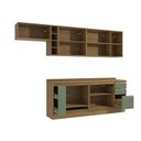 Ver imagem 2 de Armário de Cozinha Completa 3 Gavetas 100% Mdf 300cm Nogueira/verde Celeste Kappesberg