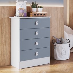 Cômoda de Bebê 4 Gavetas 1320 Baby Azul/Branco - 1 Cômoda de Bebê 4 Gavetas 1320 Baby Azul/Branco - 1