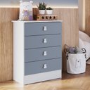 Ver imagem 1 de Cômoda de Bebê 4 Gavetas 1320 Baby Azul/Branco