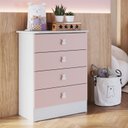 Ver imagem 1 de Cômoda de Bebê 4 Gavetas 1320 Baby Rosa/Branco